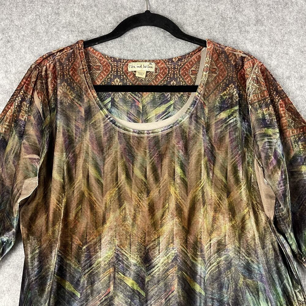 Live And Let Live Velvet Tunic Top Womens XL Asymmetrical Whimsigoth Fairy Artsy - Picture 2 of 14